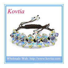 Moda jóias vermelho amarelo verde cristal shamballa pulseira